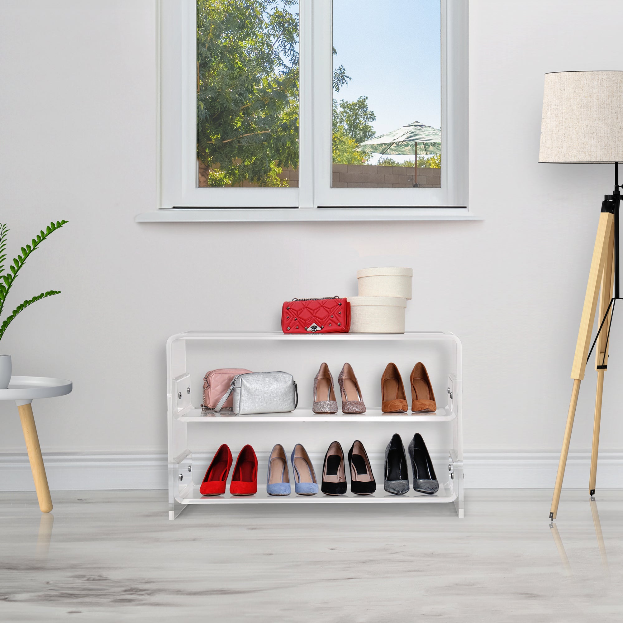 Waterfall Bench with Shelves